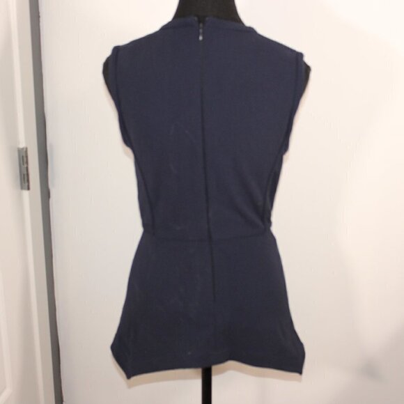 Yigal Azrouel Designer Sleeveless Structured Peplum Navy Blue Size Small - Picture 3 of 4